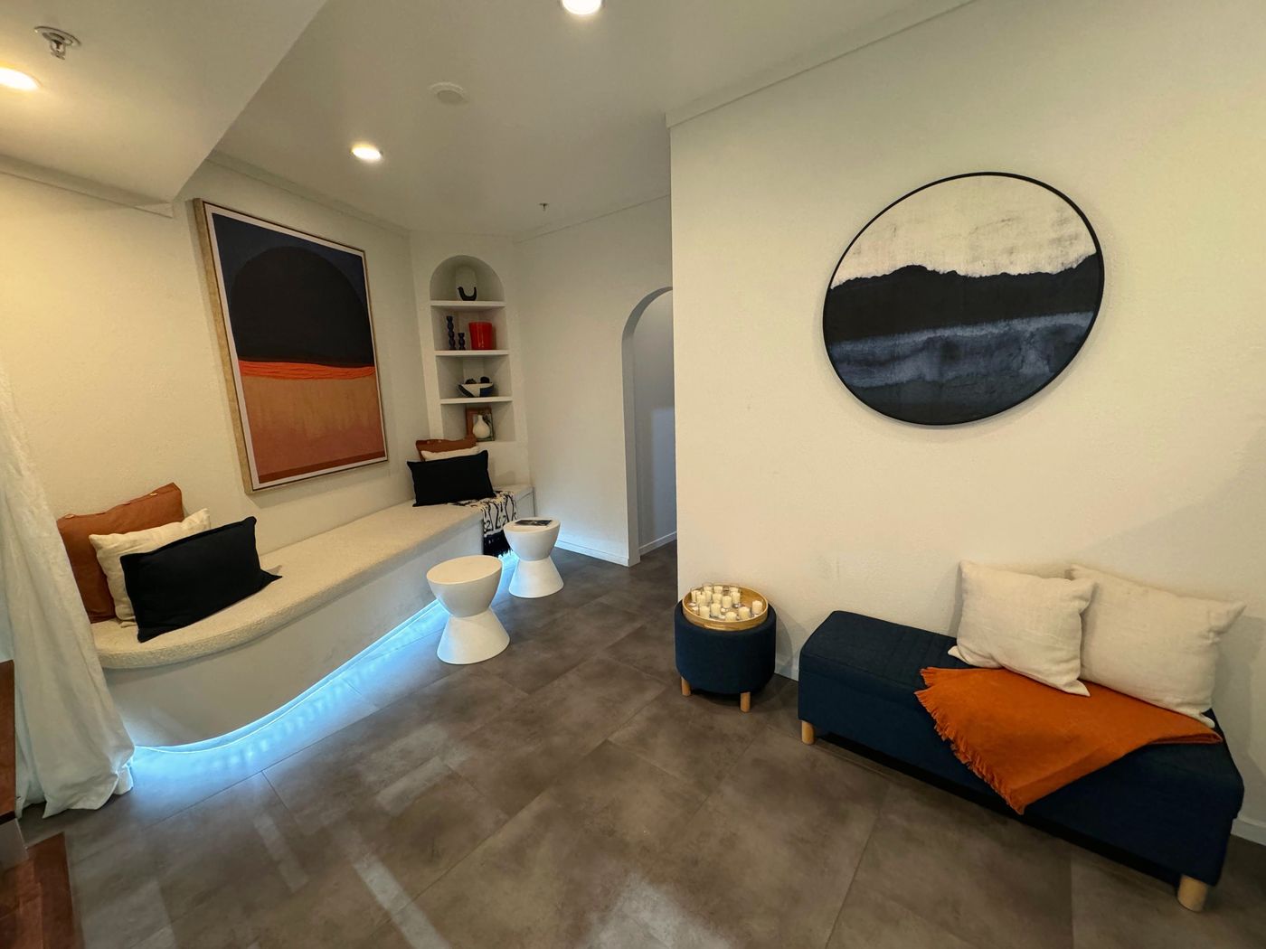 The Renew reception area, with arched alcoves and soft daylight